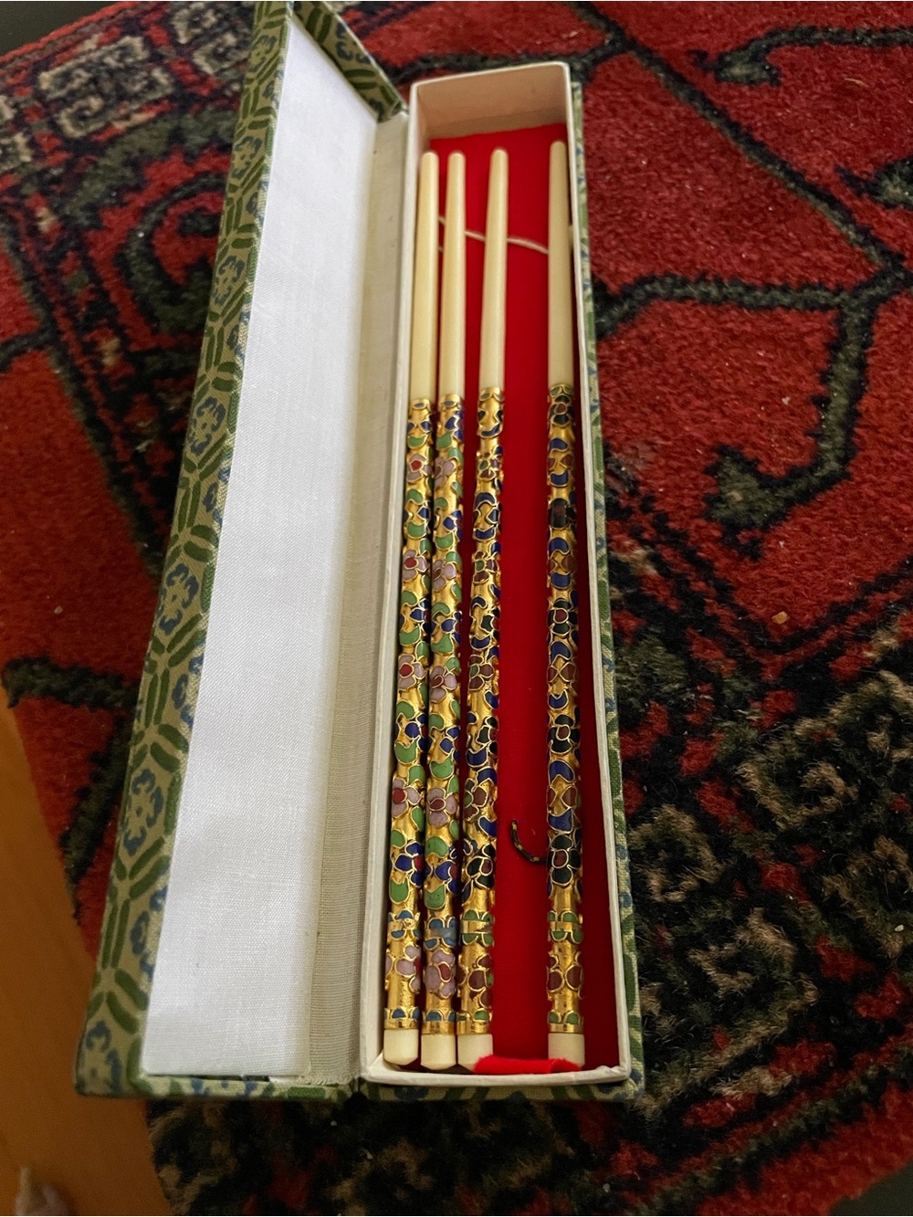 Vintage set of Decorative Cloisonné enamel chopsticks.